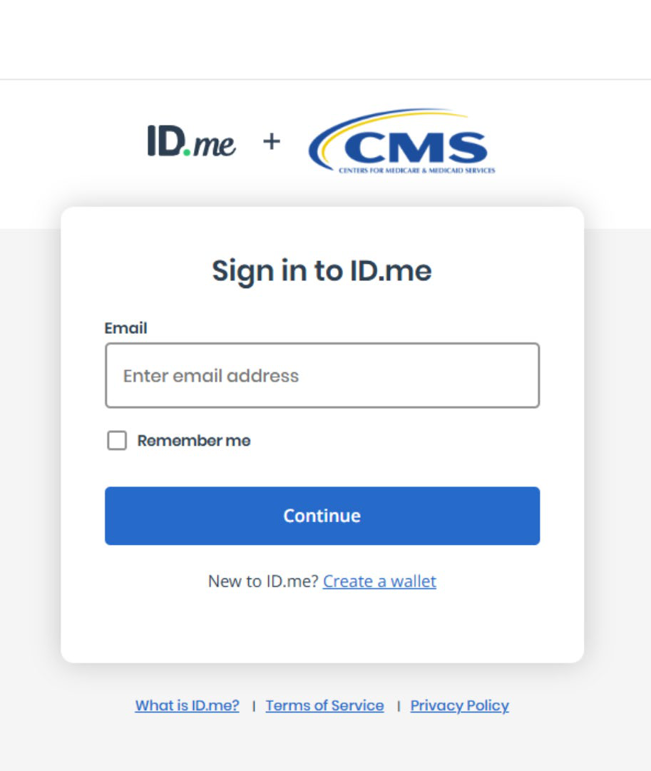 ID.me sign-in and Create a Wallet screen
