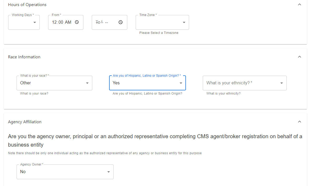 Optional race and ethnicity fields in the MLMS profile